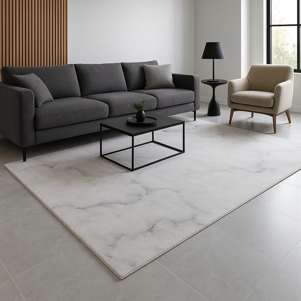Calacatta Soft White/Gray Marble Rug - Image 3